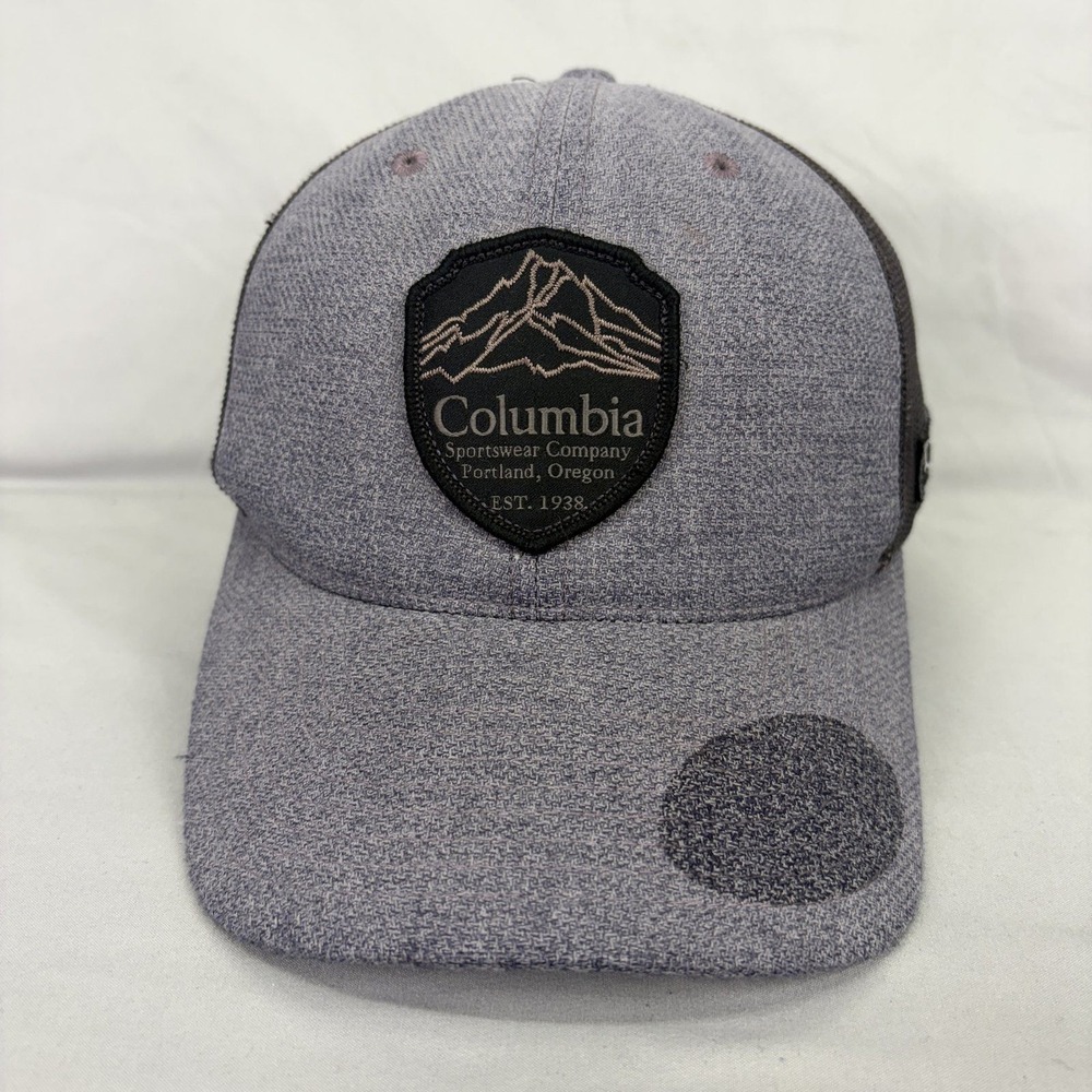 Columbia Trucker Hat Mountain Patch Mens OSFA Grey Mesh Snapback Cap